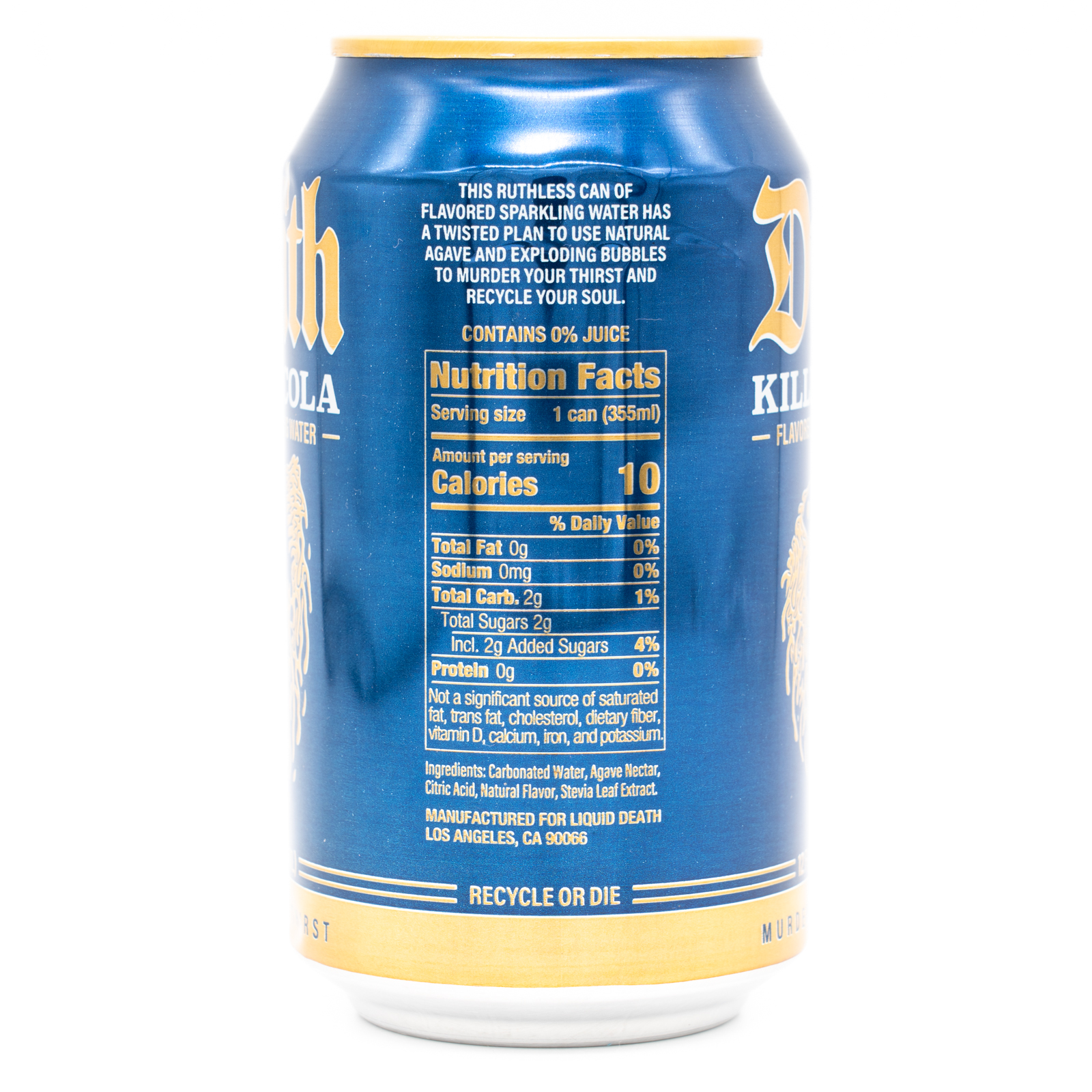 Liquid Death Killer Cola (USA)、横面