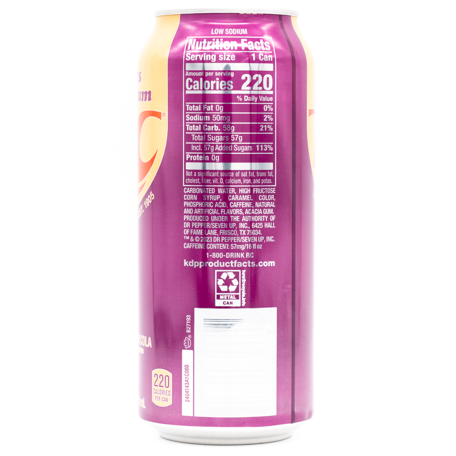 RC Berries and Cream Cola (USA)、横面