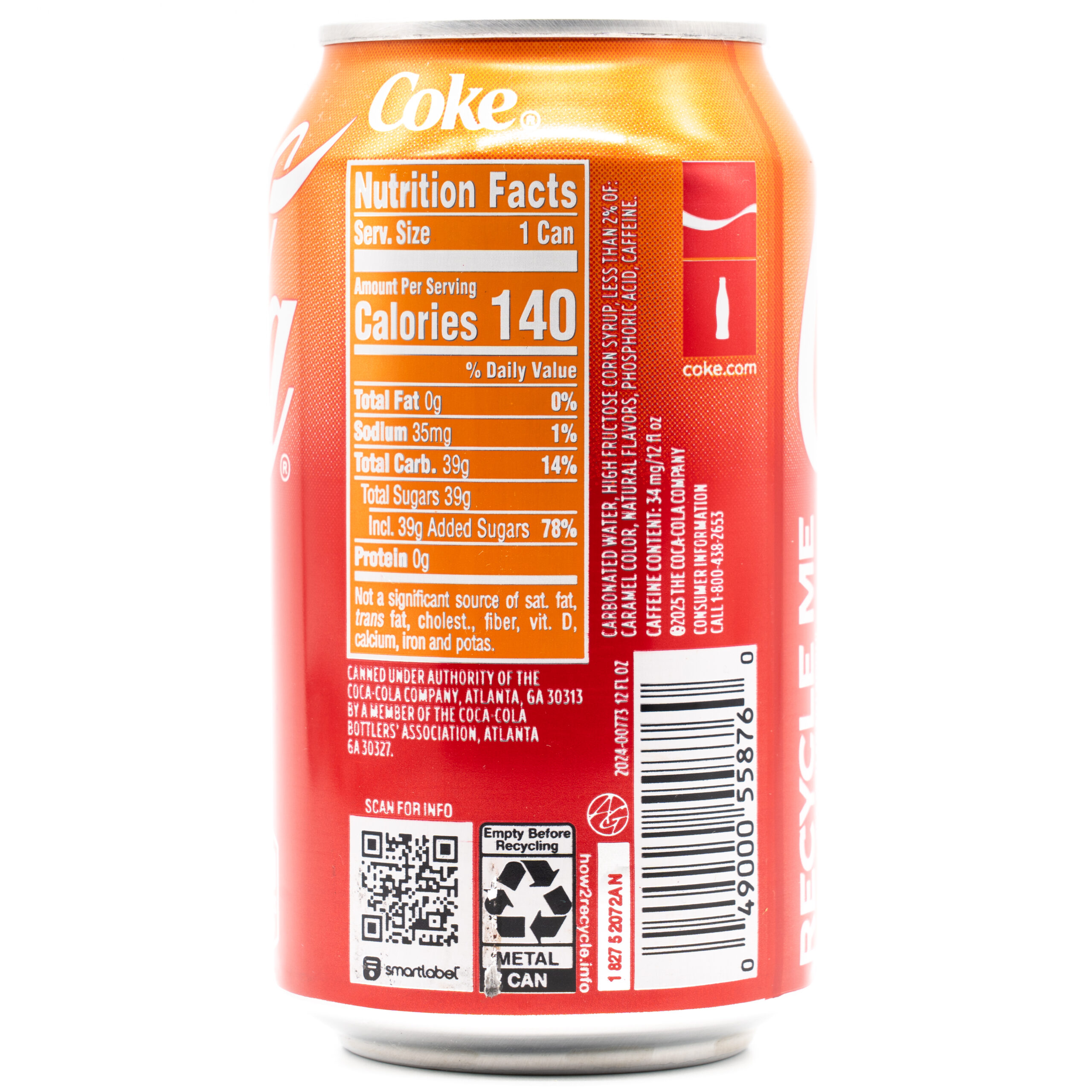 Coca‑Cola Orange Cream (USA)、横面2