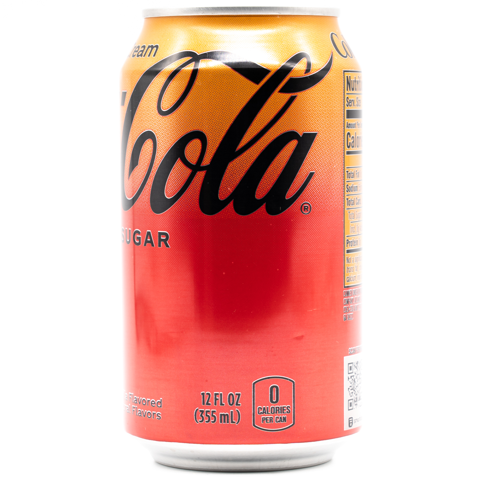 Coca‑Cola Orange Cream Zero Sugar (USA)、横面