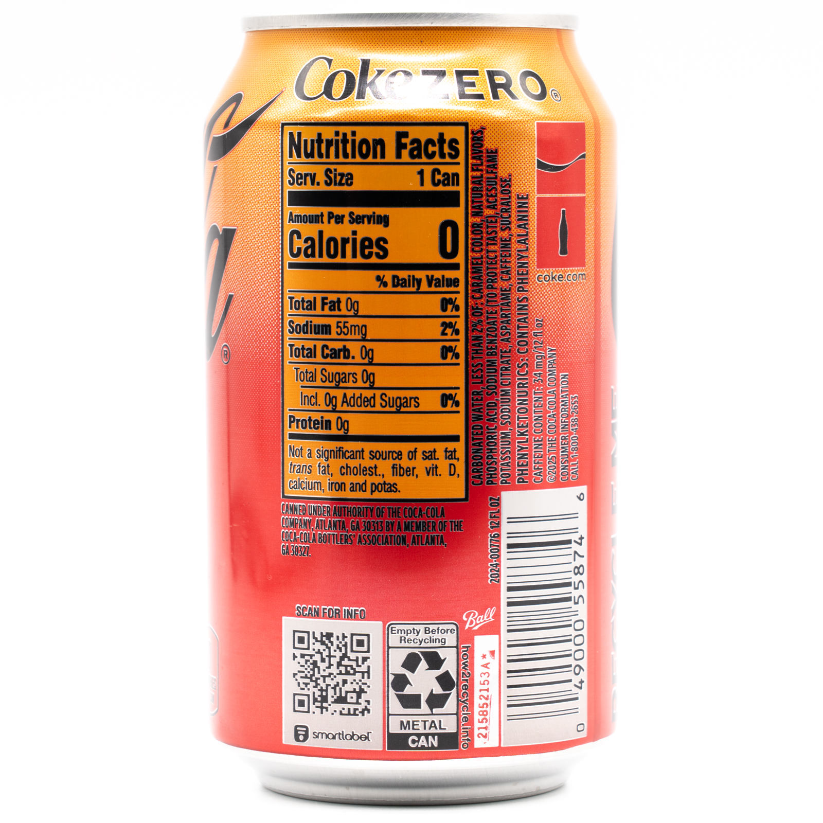 Coca‑Cola Orange Cream Zero Sugar (USA)、横面2