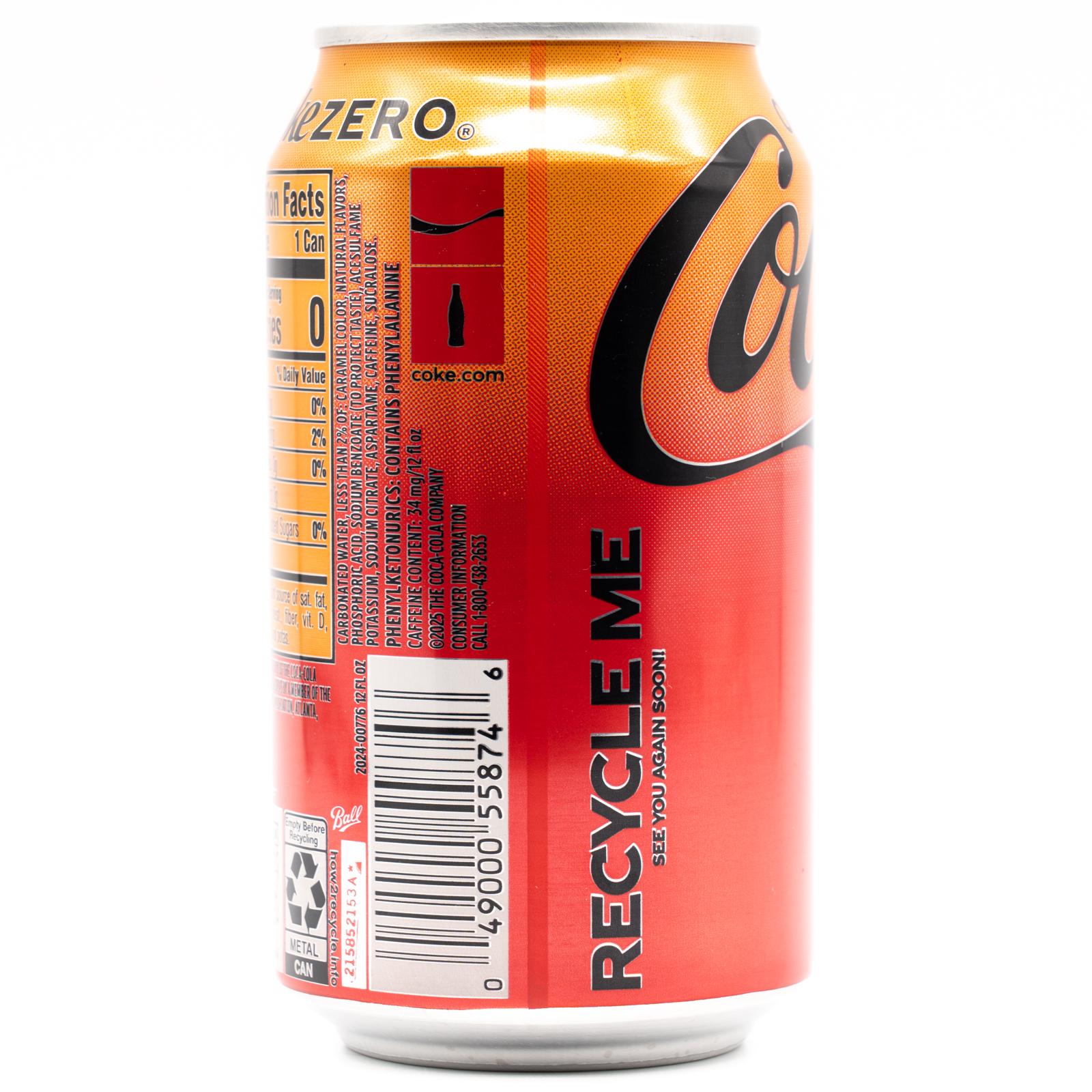 Coca‑Cola Orange Cream Zero Sugar (USA)、横面3